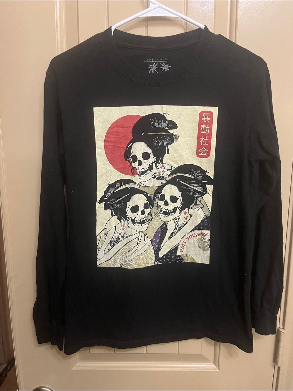 Riot Society Japanese Geisha Skeletons Large Long Sleeve Shirt